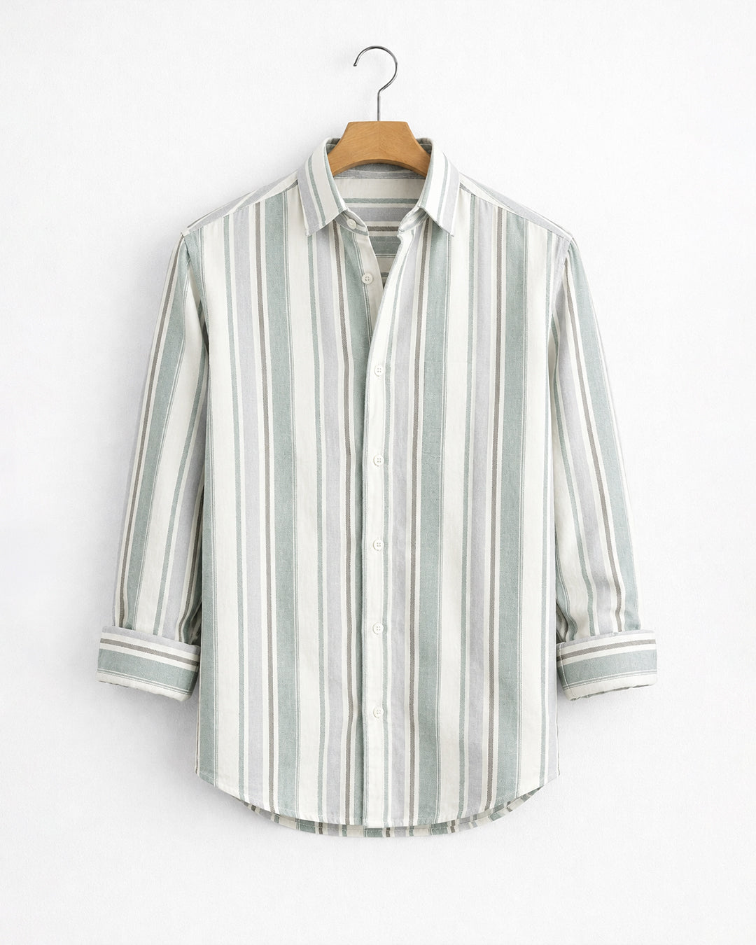 Pastel Green Broad Striped Shirt
