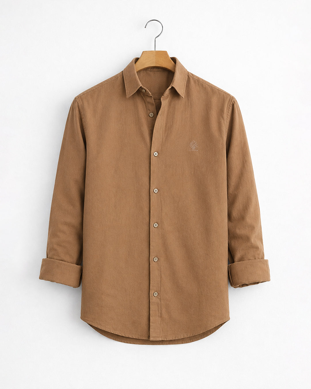 TAUPE CASUAL PLAIN COTTON SHIRT