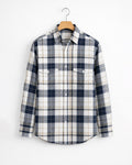 Dark Blue & White Large Check Cotton Shirt