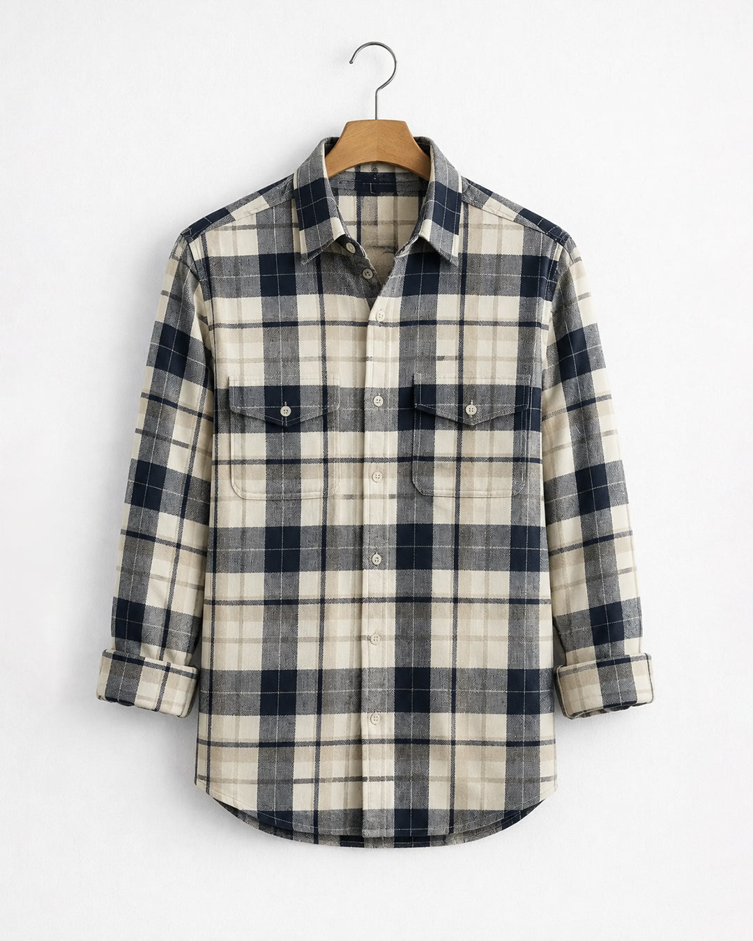 Black & White Large Check Cotton Shirt