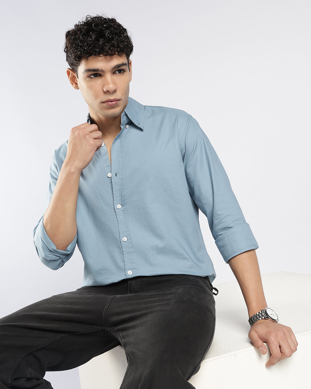 Powder Blue Button Down Oxford Shirt