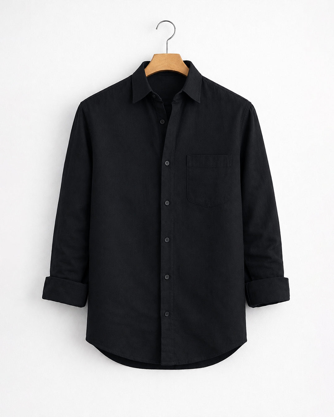 Black Cotton Linen Shirt
