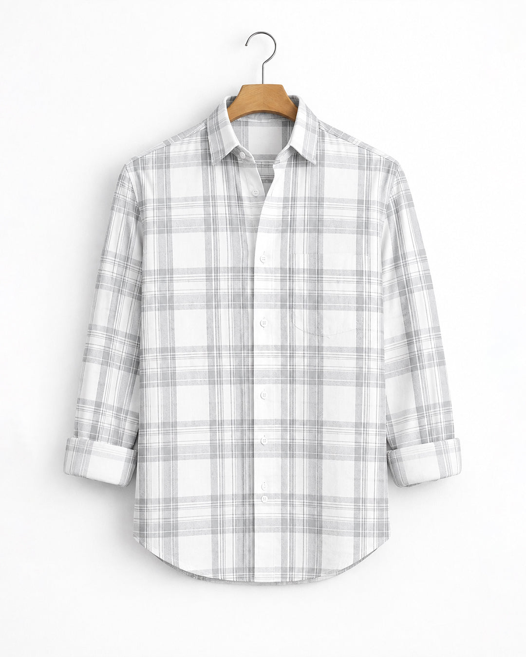 WHITE TARTAN CHECK CASUAL SHIRT