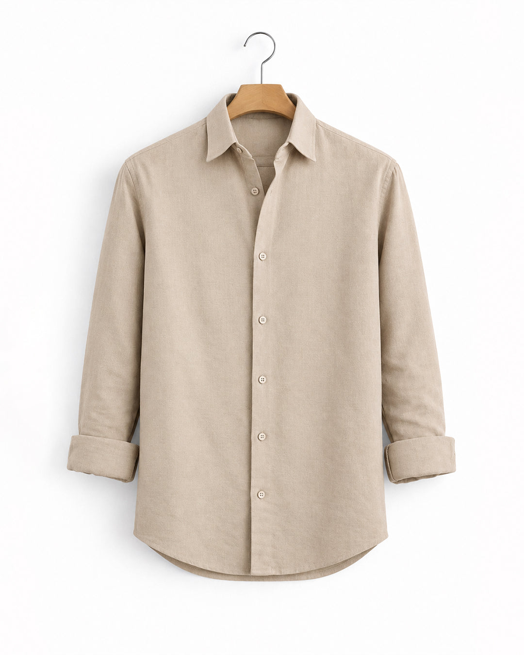 SAND BEIGE CRUSHED TEXTURED SHIRT