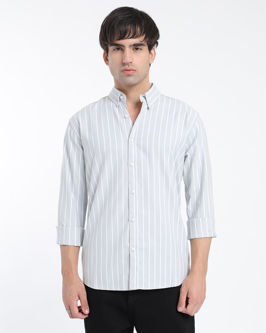 Grey Oxford Striped Shirt