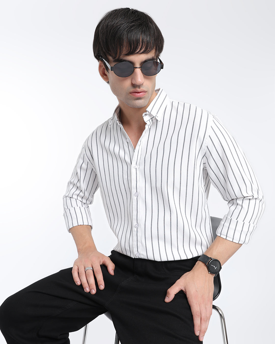 White Oxford Striped Shirt