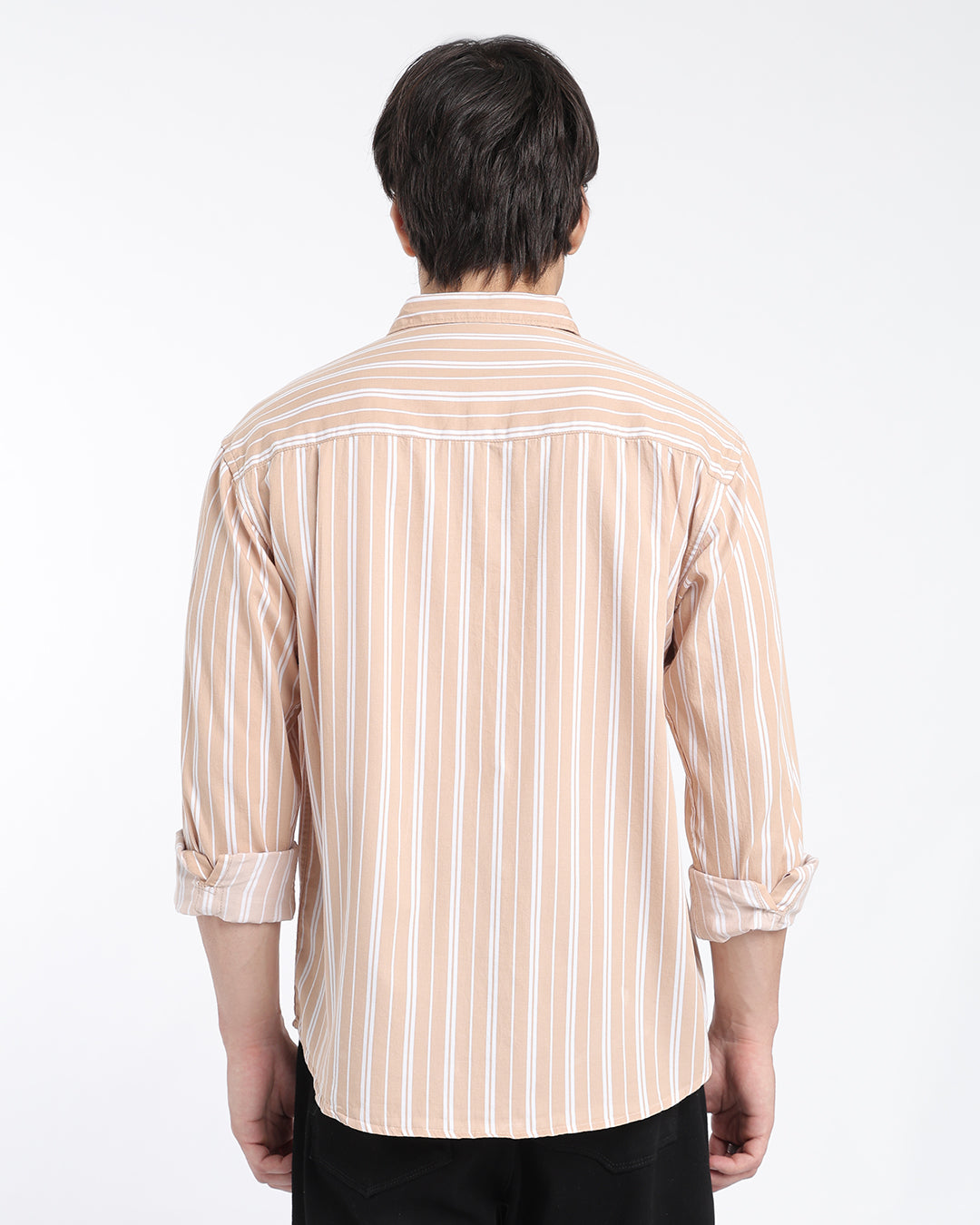 Beige & White Striped Shirt