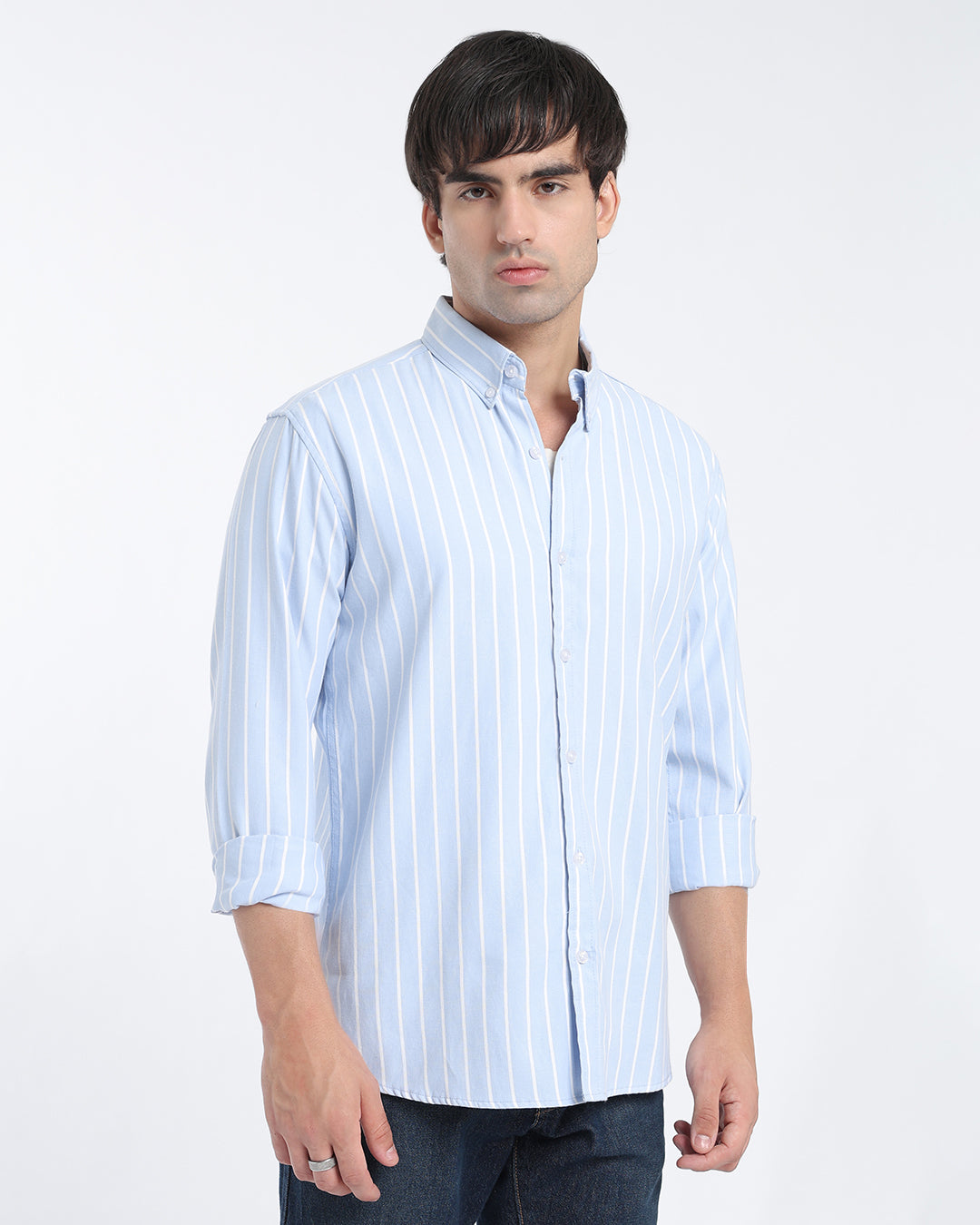 Sky Blue Oxford Striped Shirt