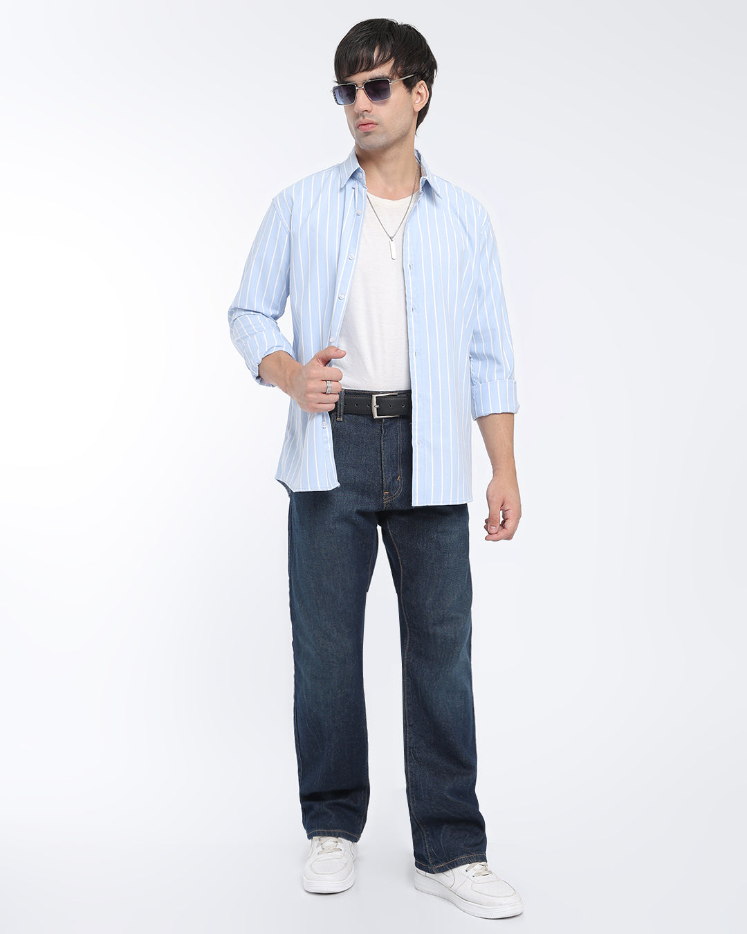 Sky Blue Oxford Striped Shirt