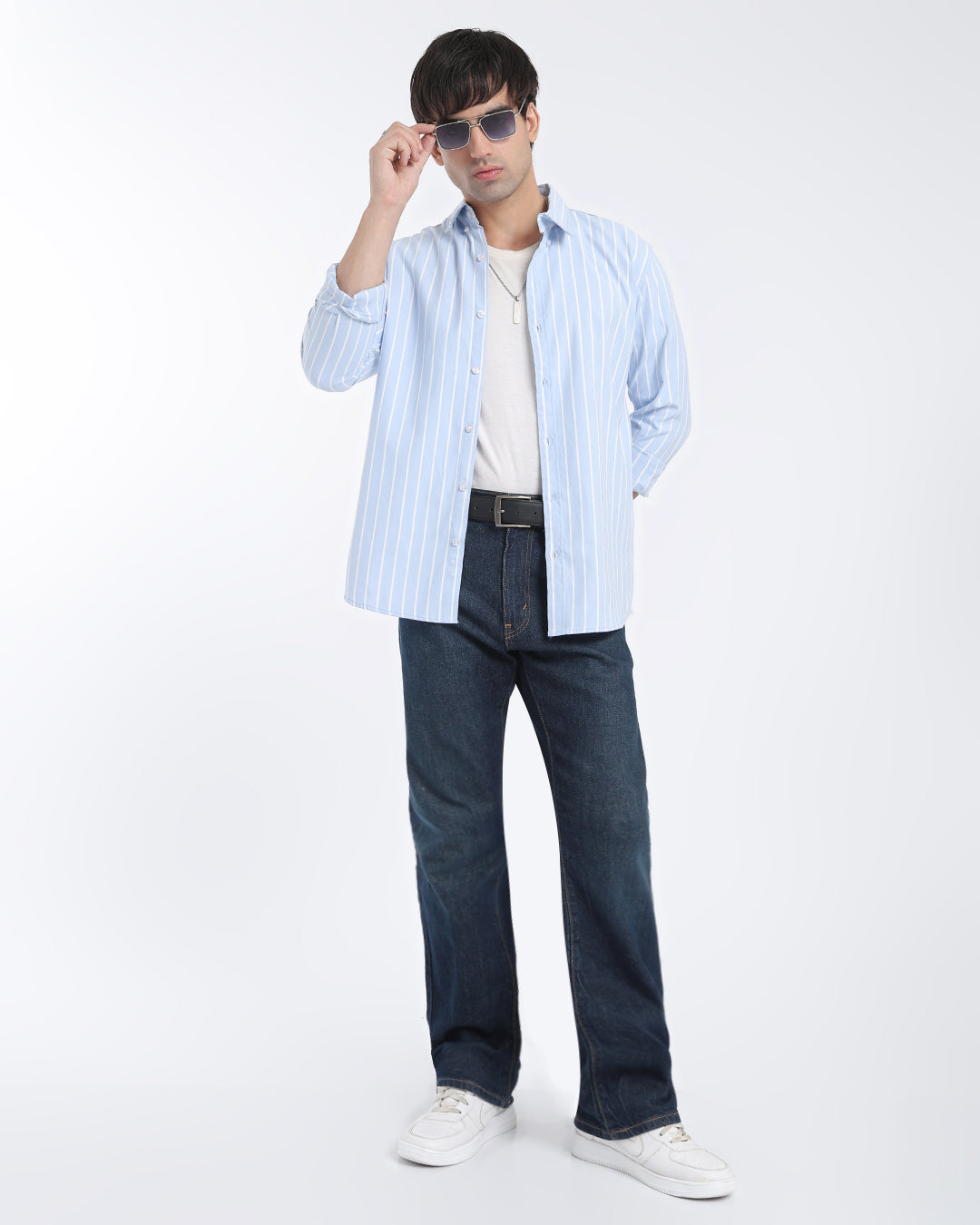 Sky Blue Oxford Striped Shirt