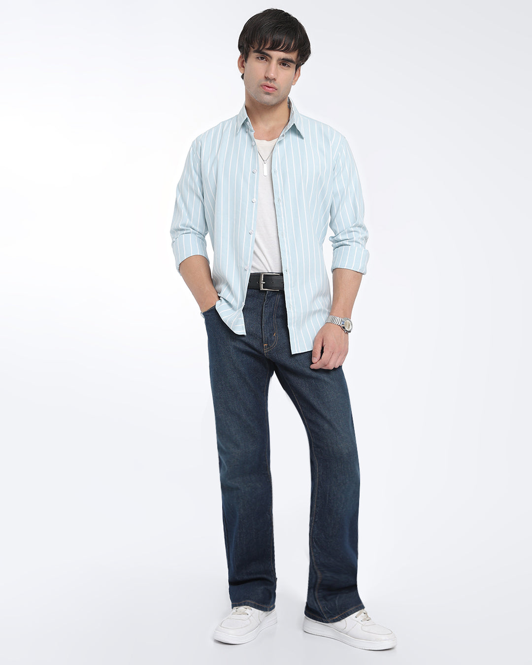 Sage Green Oxford Striped