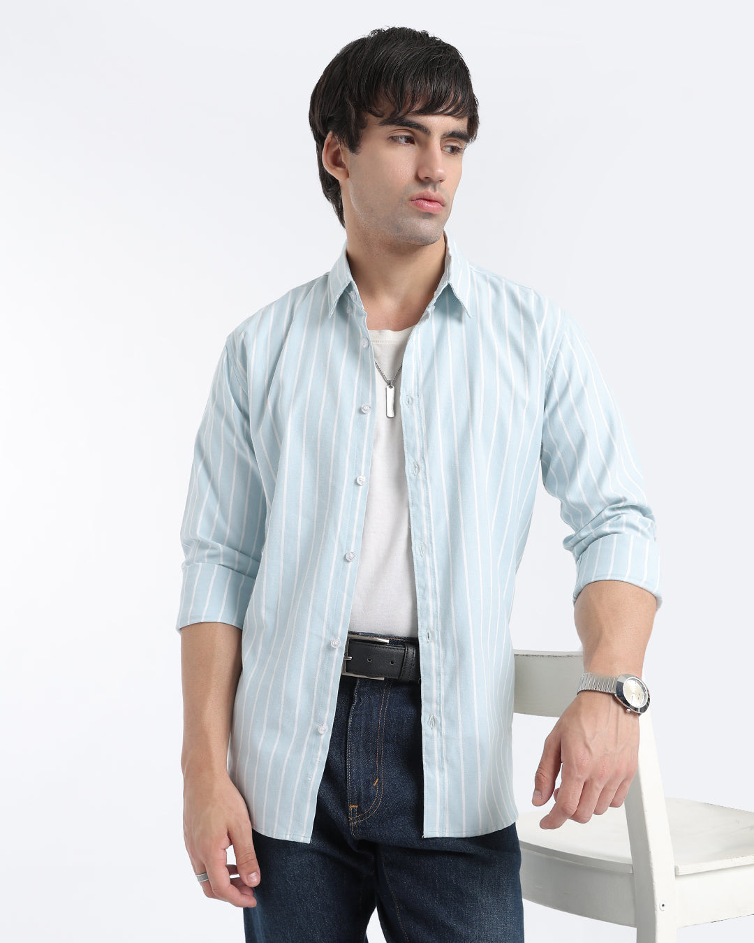 Sage Green Oxford Striped