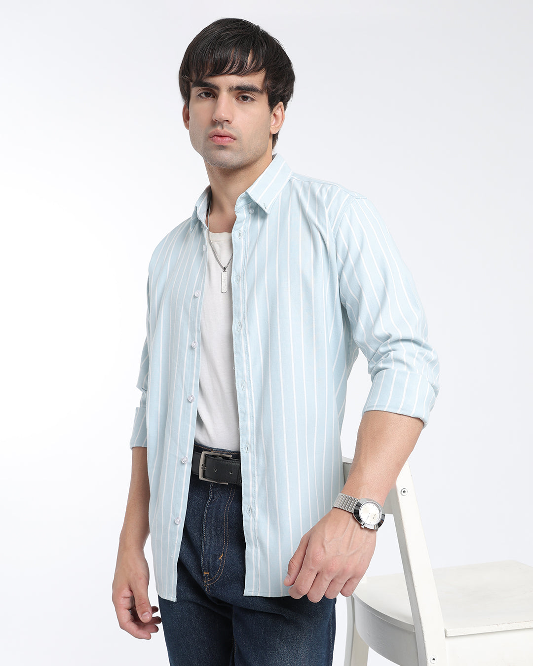 Sage Green Oxford Striped