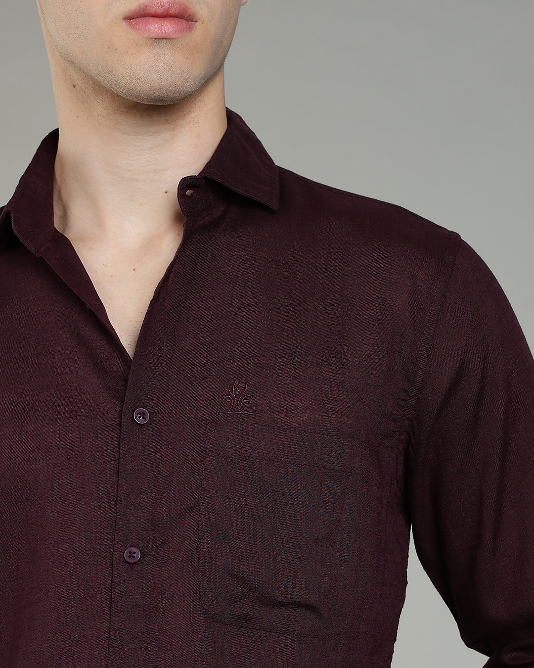 RS Maroon Linen Cotton Shirt