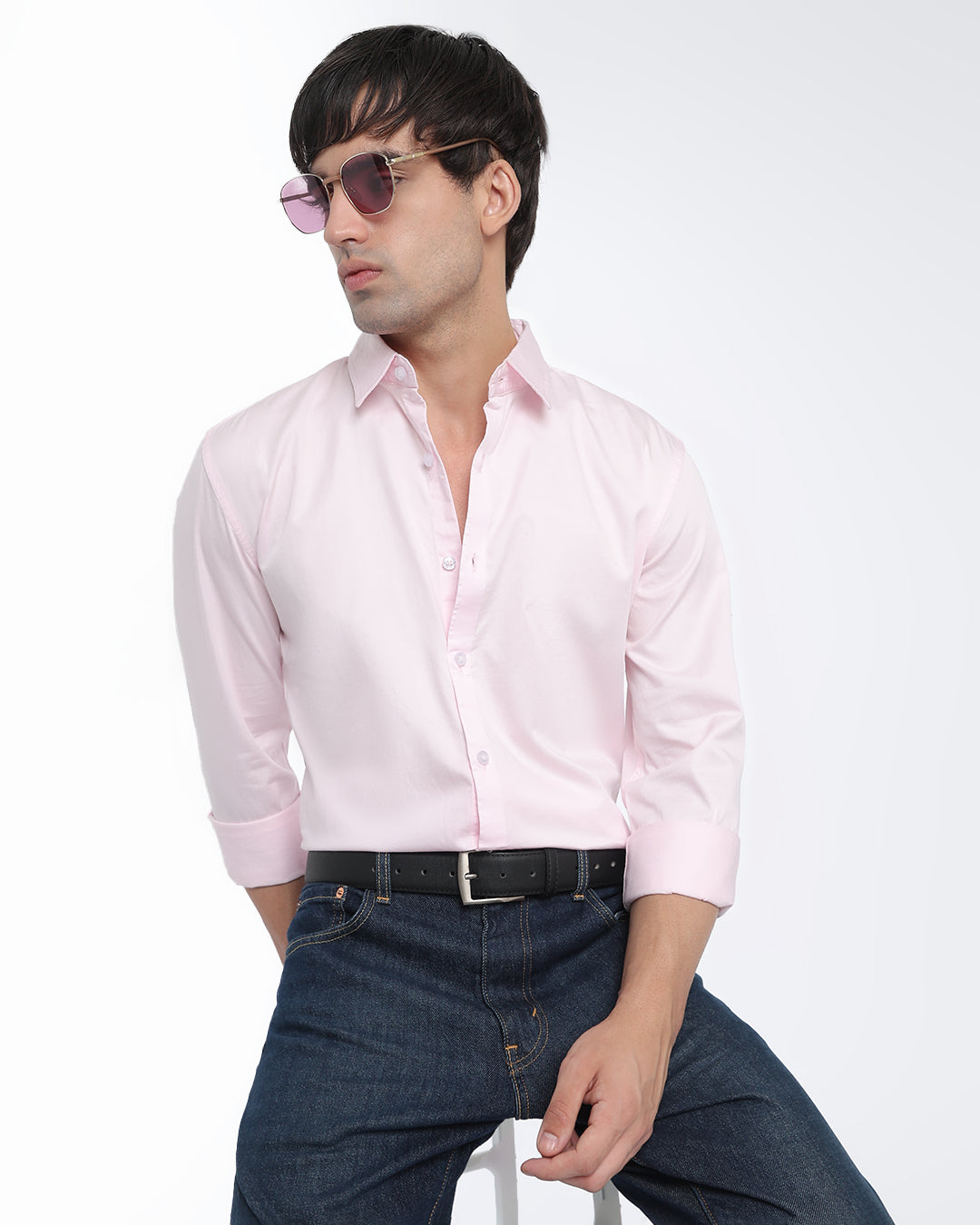 Pink Cotton Satin Shirt