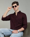 RS Maroon Linen Cotton Shirt