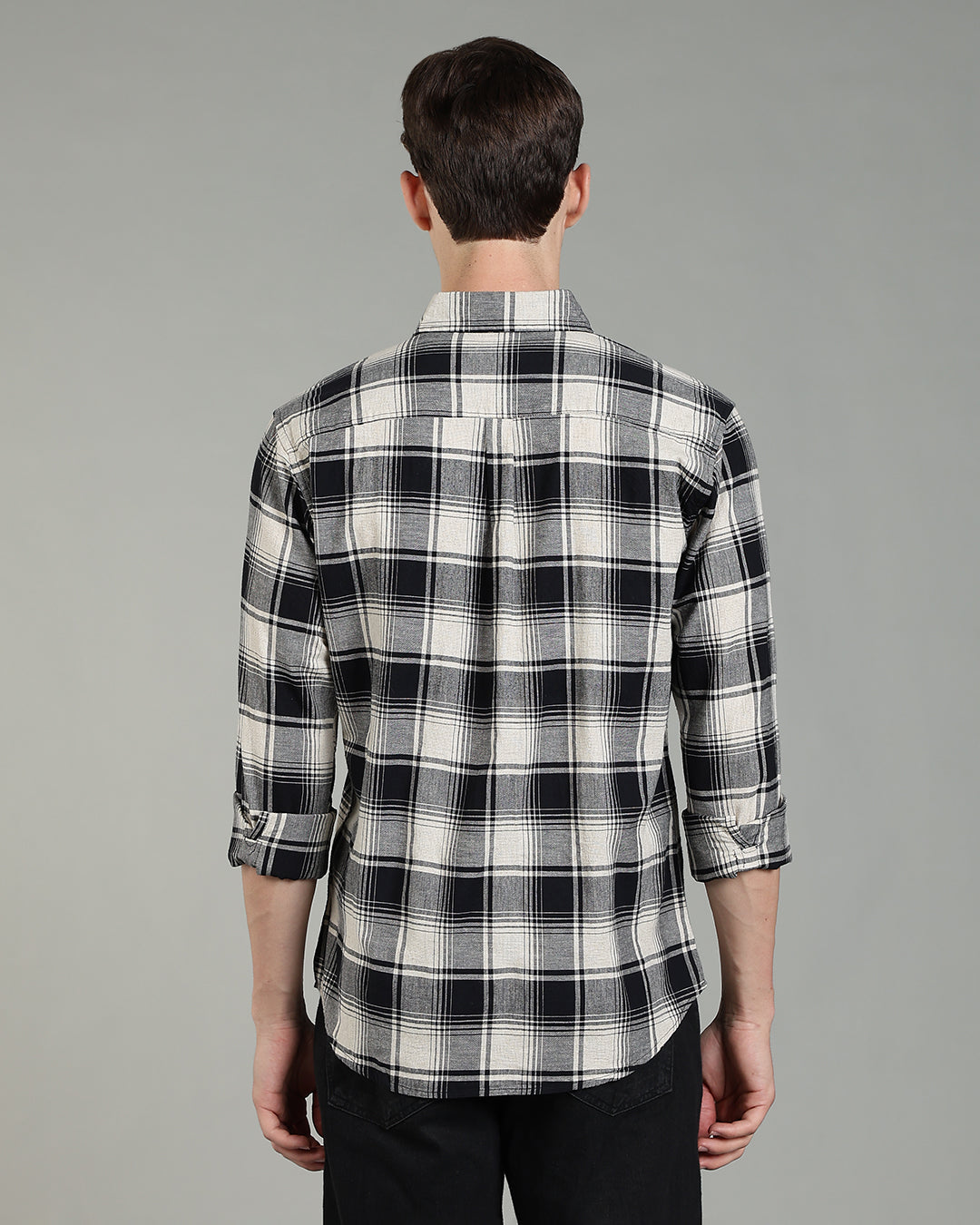 Black Cream Plaid Checked Shirt