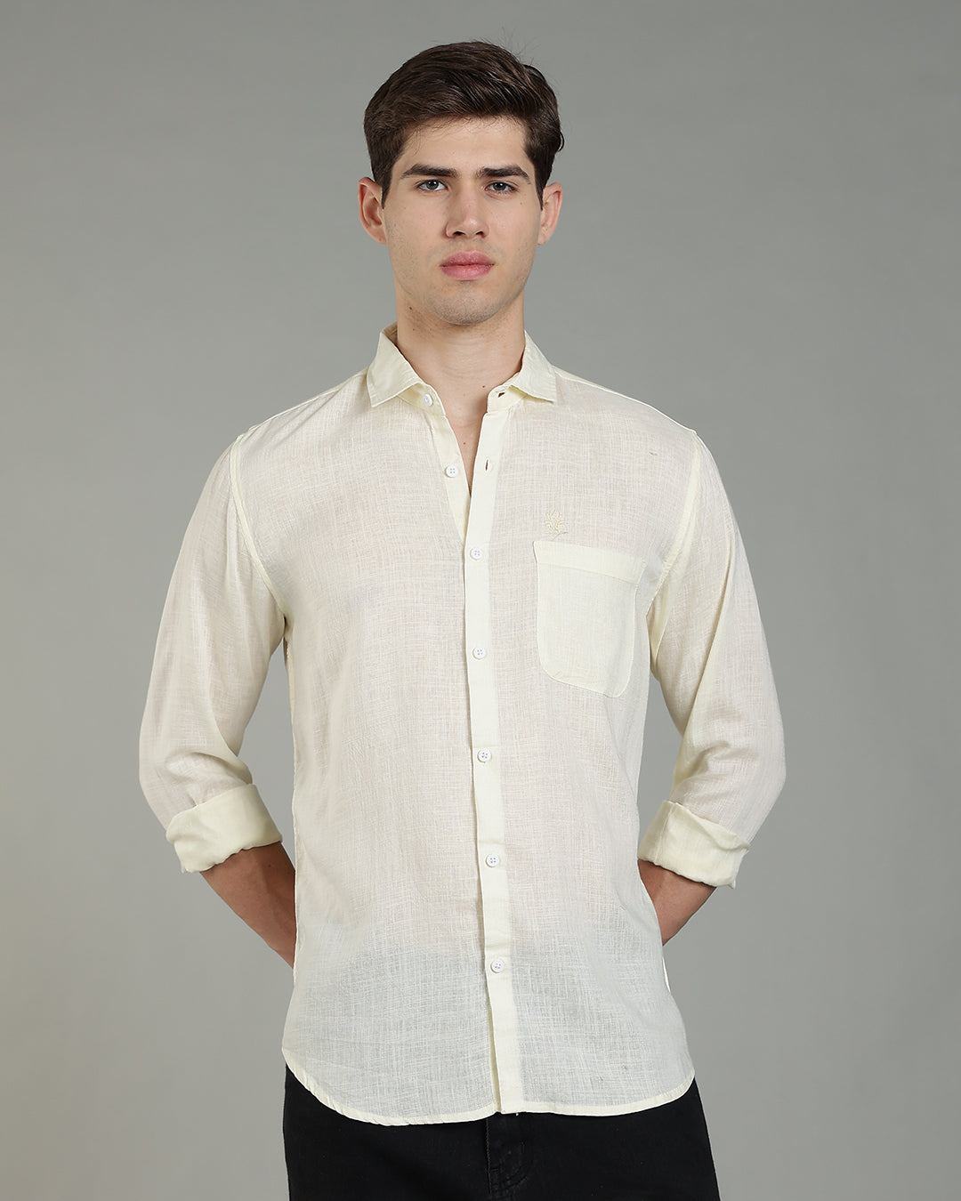 Pastel Yellow Cotton Linen Shirt