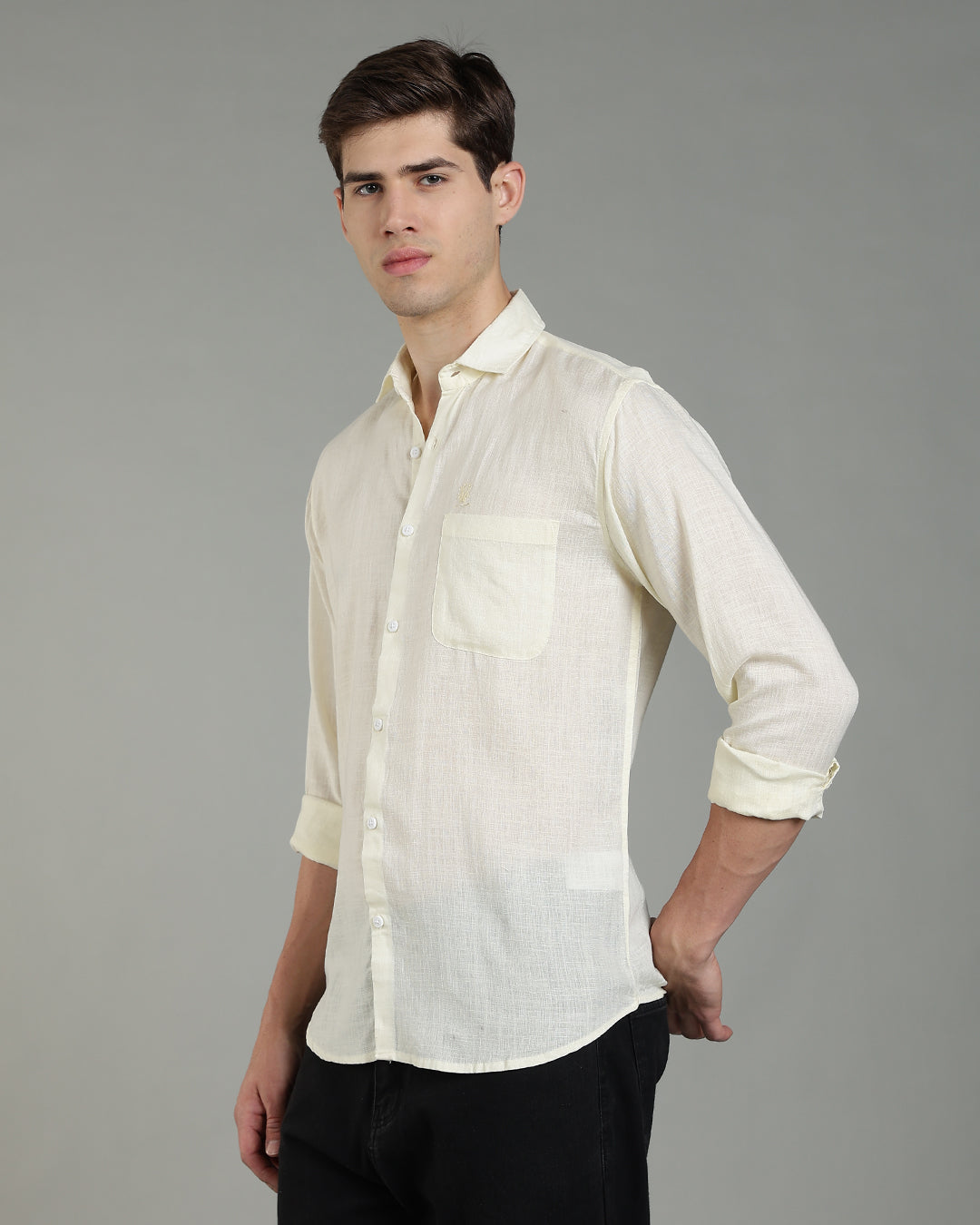 Pastel Yellow Cotton Linen Shirt