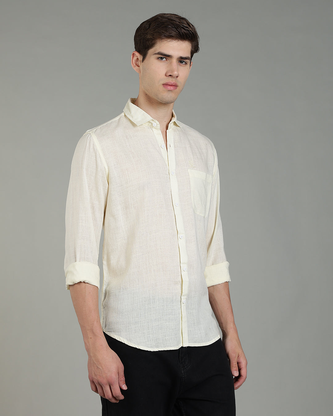 Pastel Yellow Cotton Linen Shirt