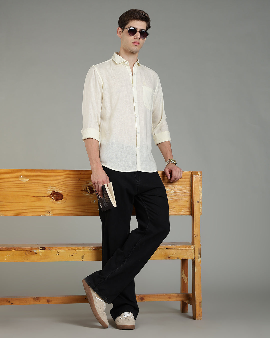 Pastel Yellow Cotton Linen Shirt