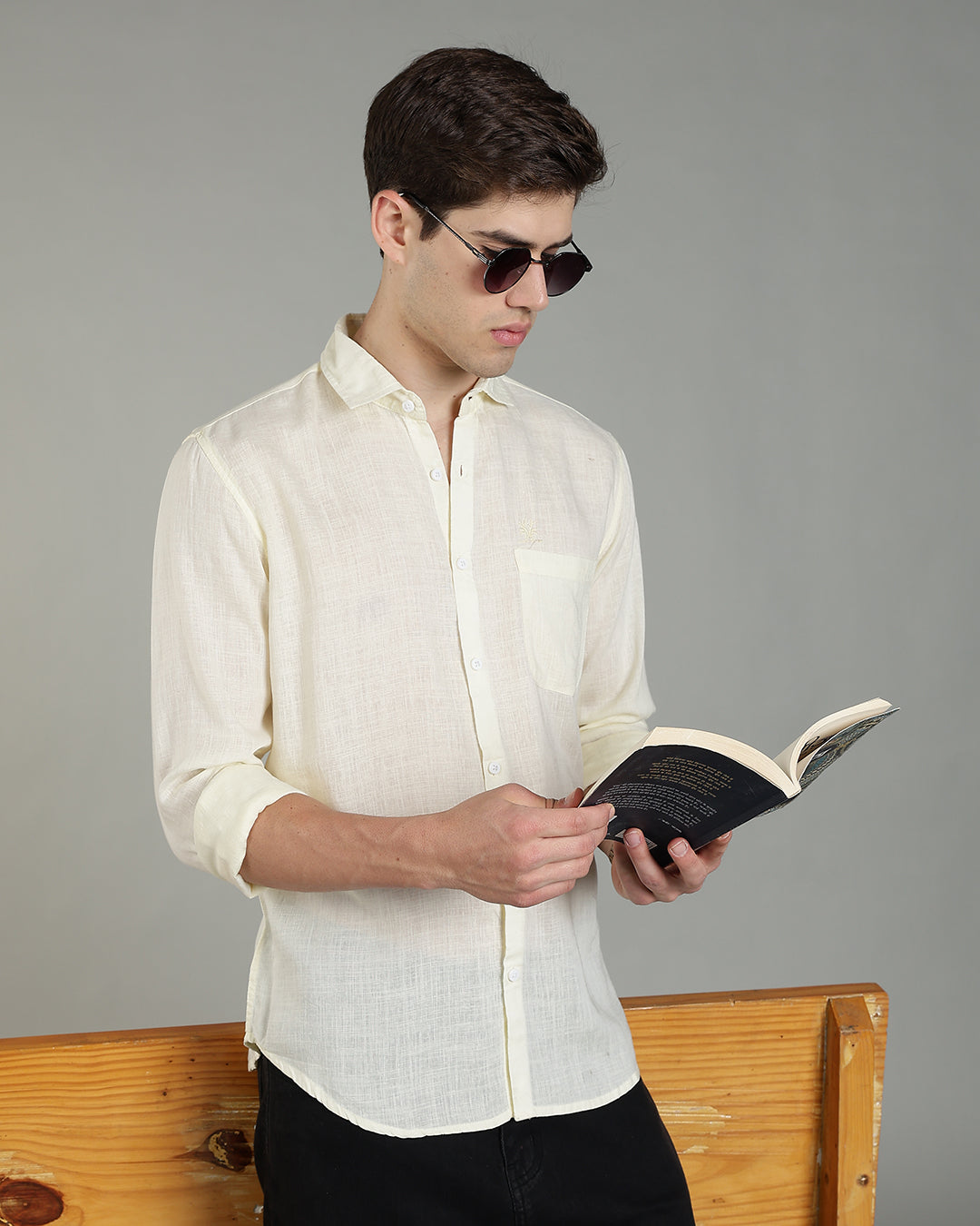 Pastel Yellow Cotton Linen Shirt