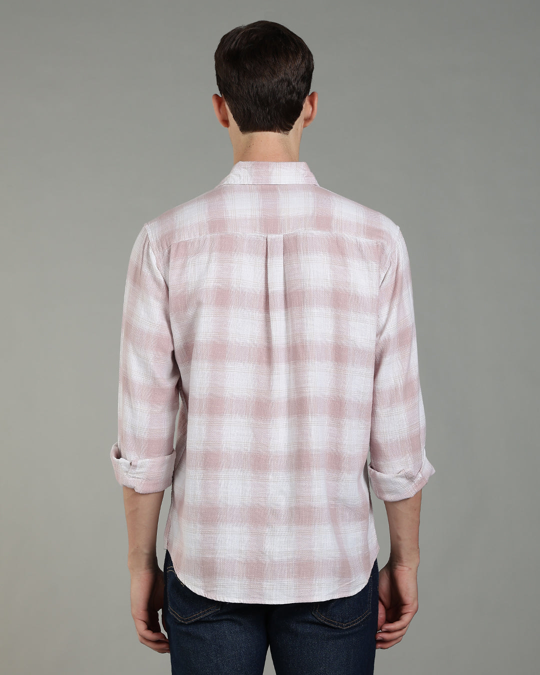 White Pink Plaid Checked Cotton Shirt