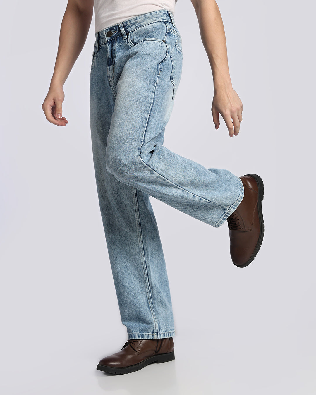 Urban Light Blue Loose Straight Fit Jeans