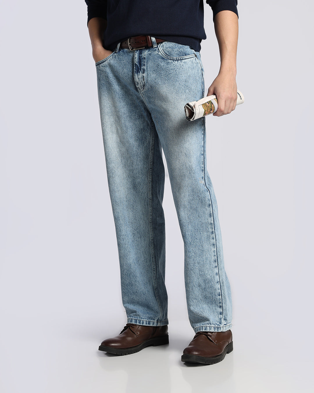 Urban Light Blue Loose Straight Fit Jeans