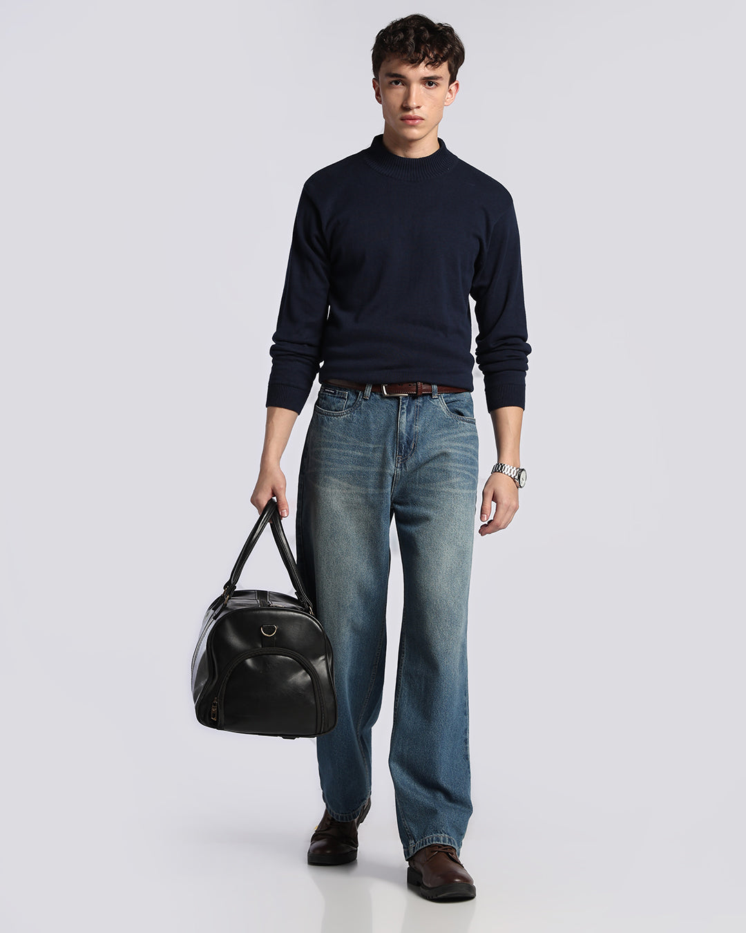 Essential Mid Blue Loose Straight Fit Jeans
