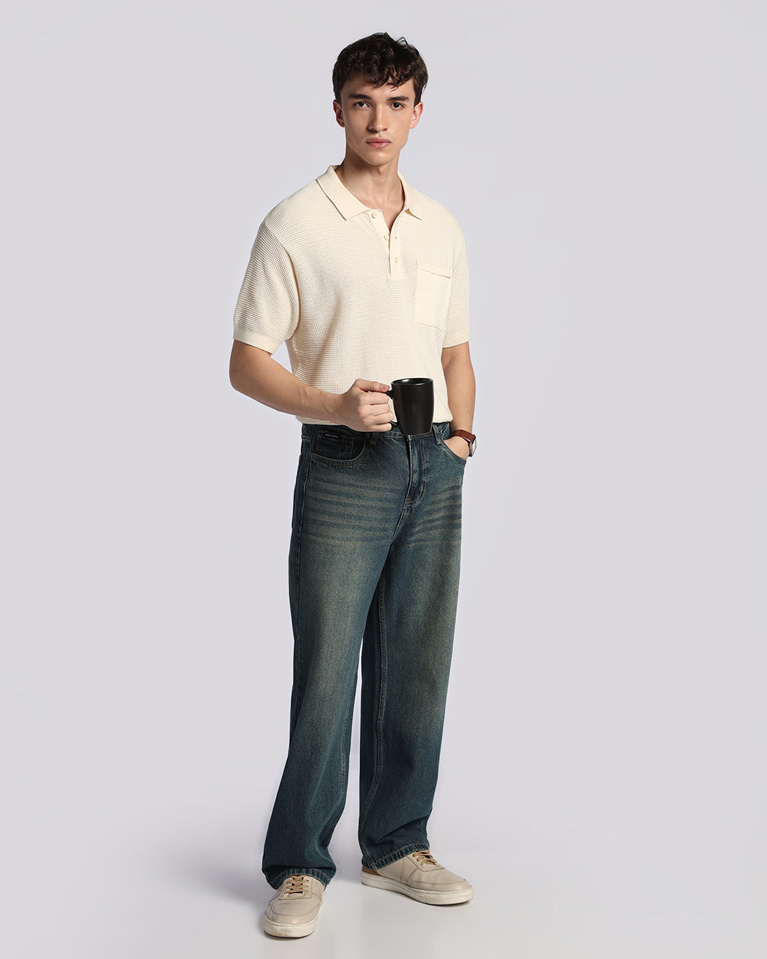 Premium Tinted Blue Loose Straight Fit Jeans