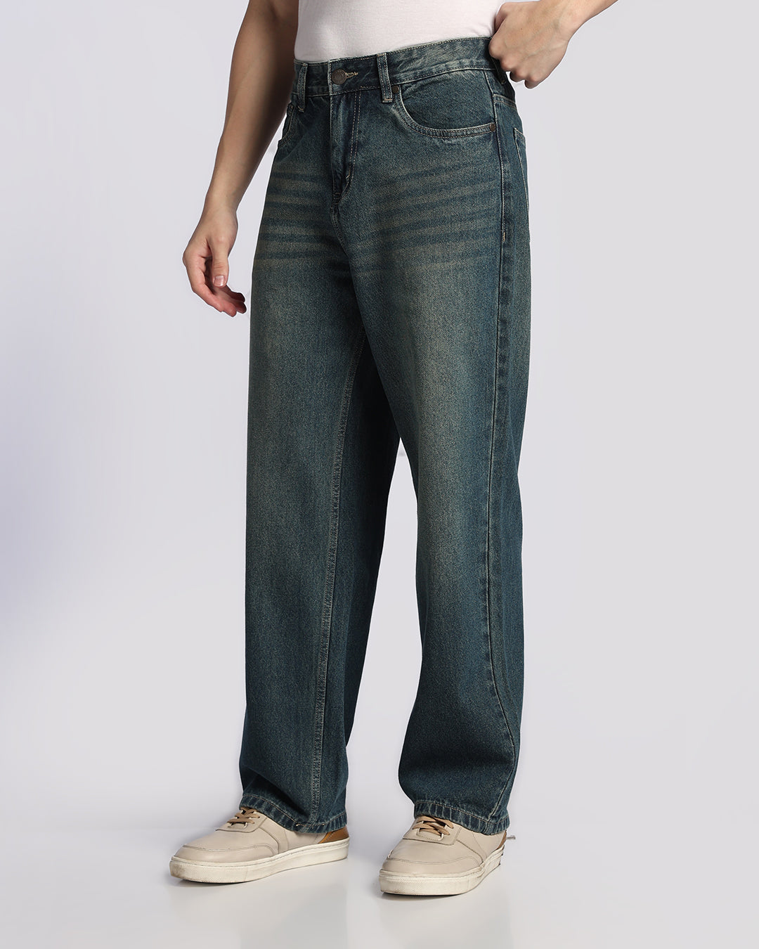 Premium Tinted Blue Loose Straight Fit Jeans