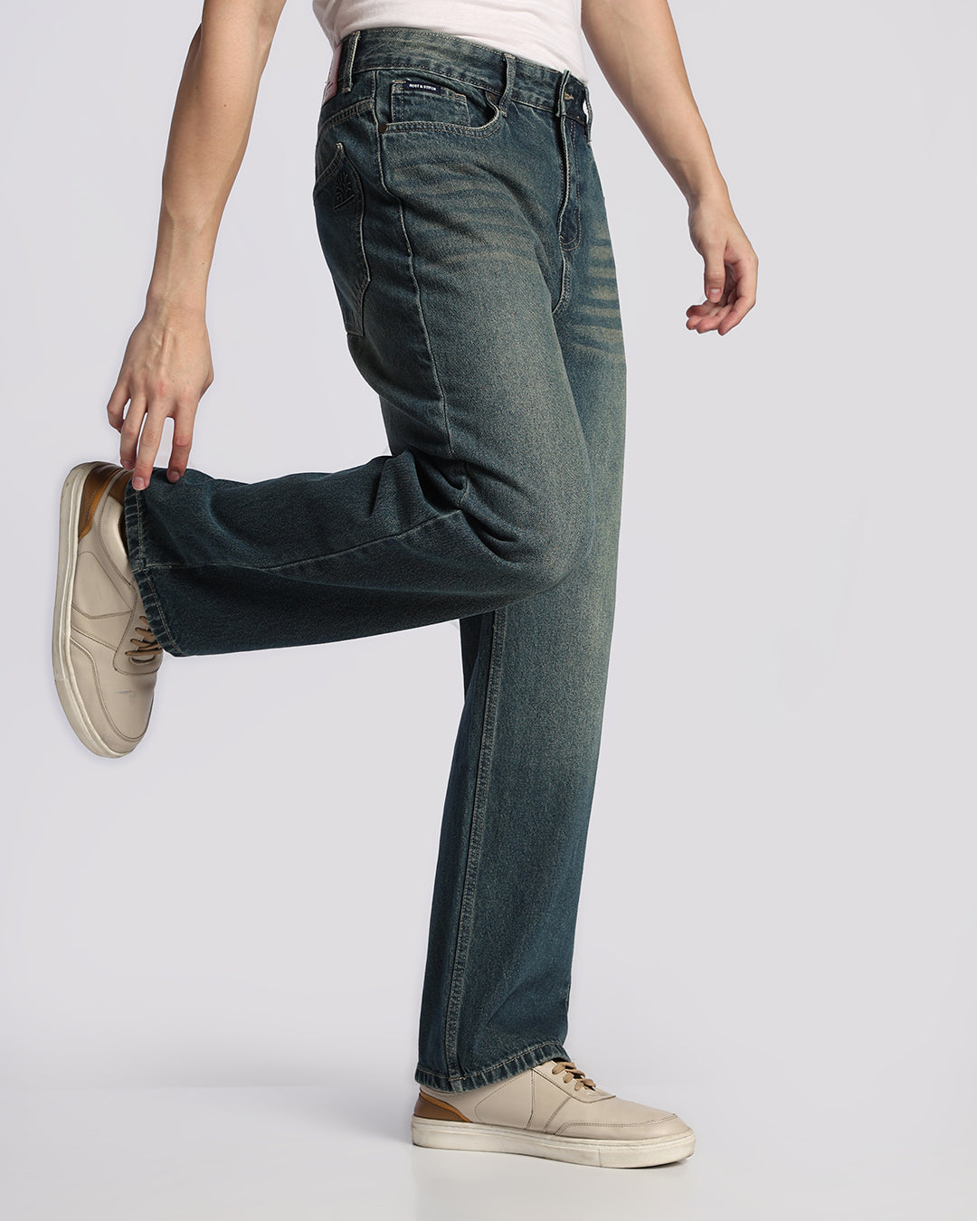 Premium Tinted Blue Loose Straight Fit Jeans
