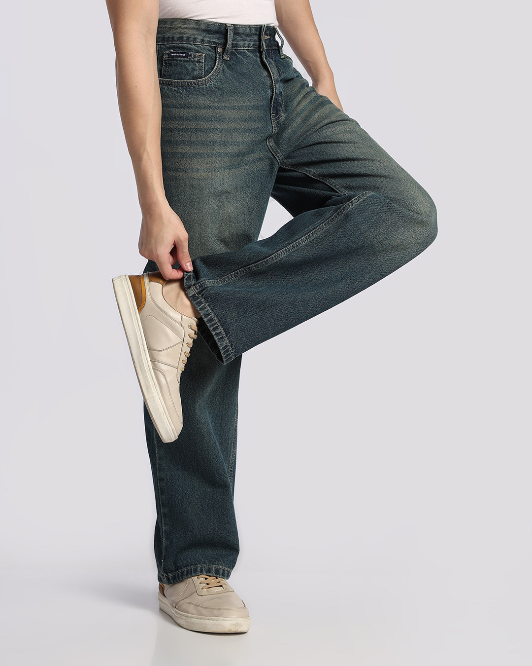 Premium Tinted Blue Loose Straight Fit Jeans