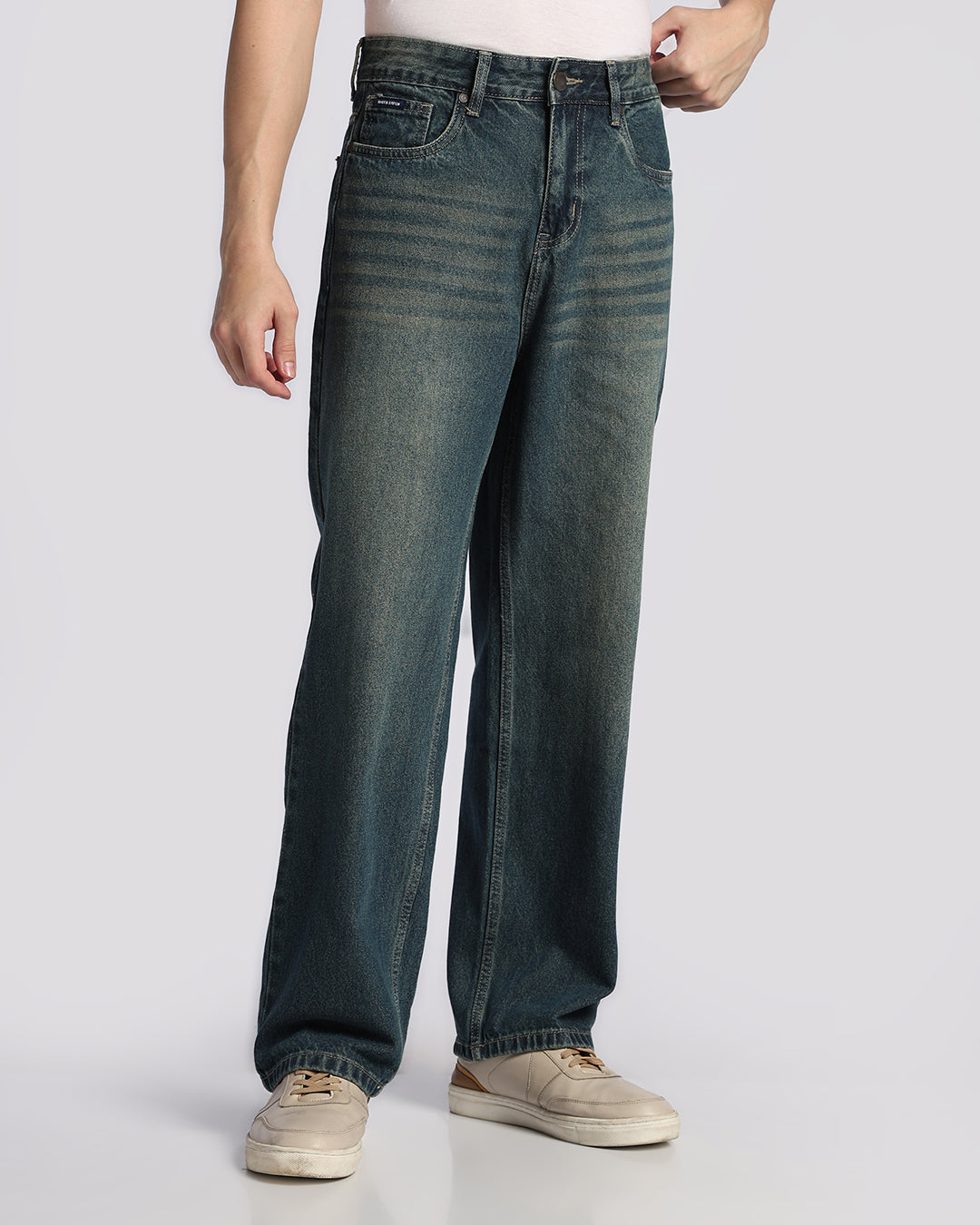 Premium Tinted Blue Loose Straight Fit Jeans