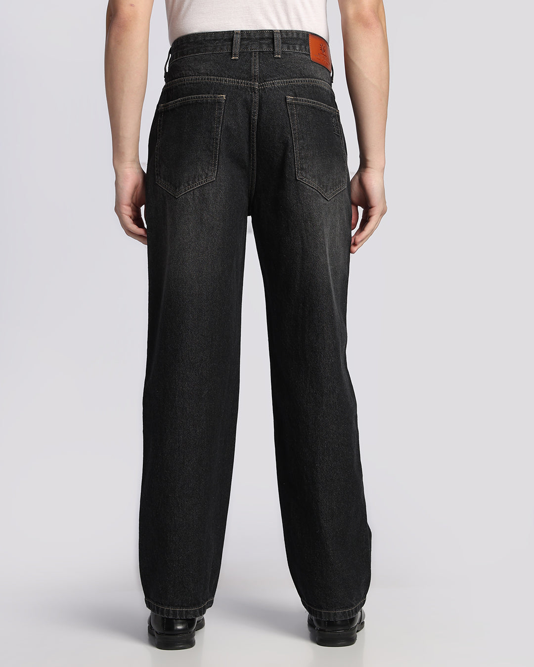 Classic Black Cotton Loose Straight Fit Jeans