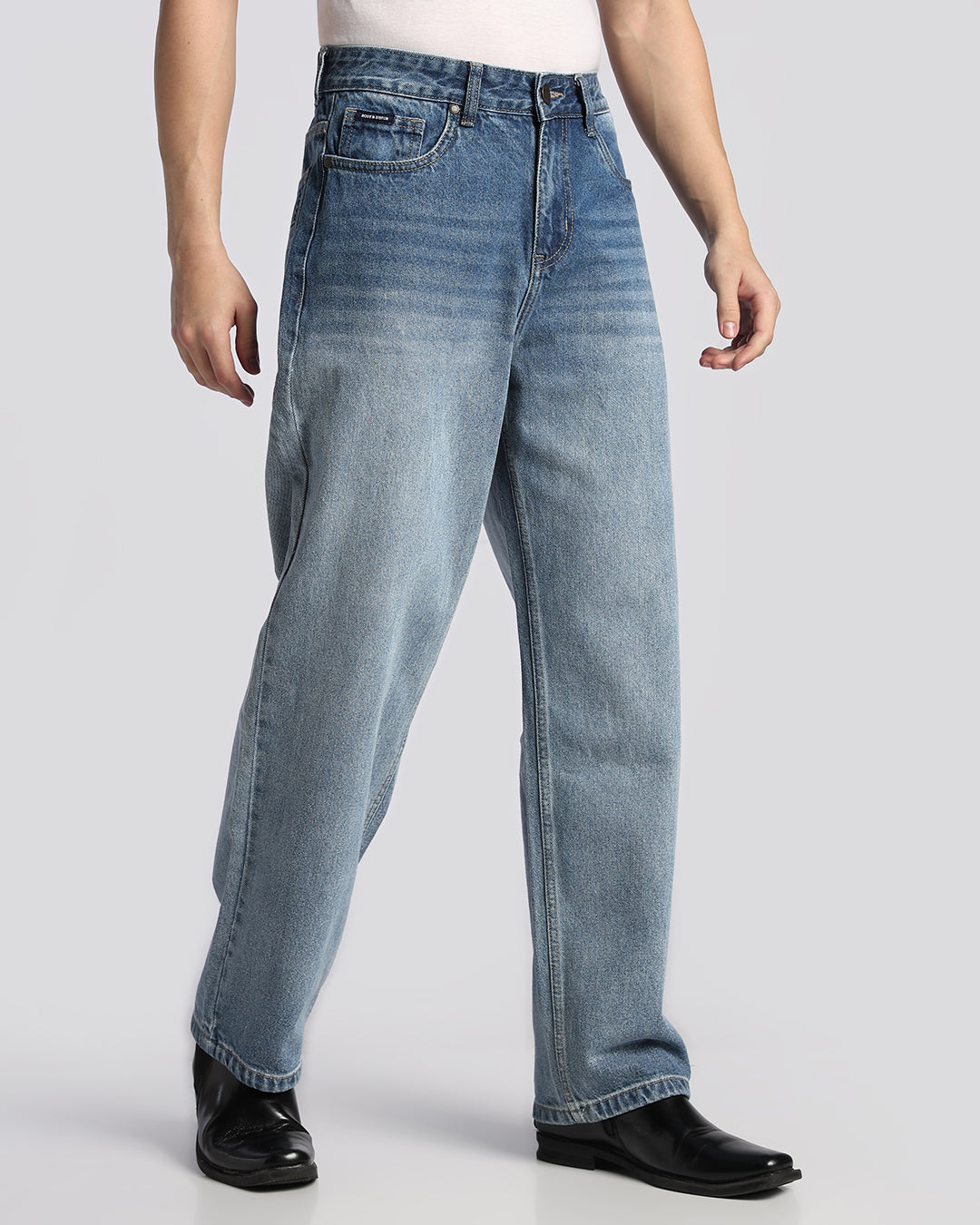 Signature Mid Blue Loose Straight Fit Jeans