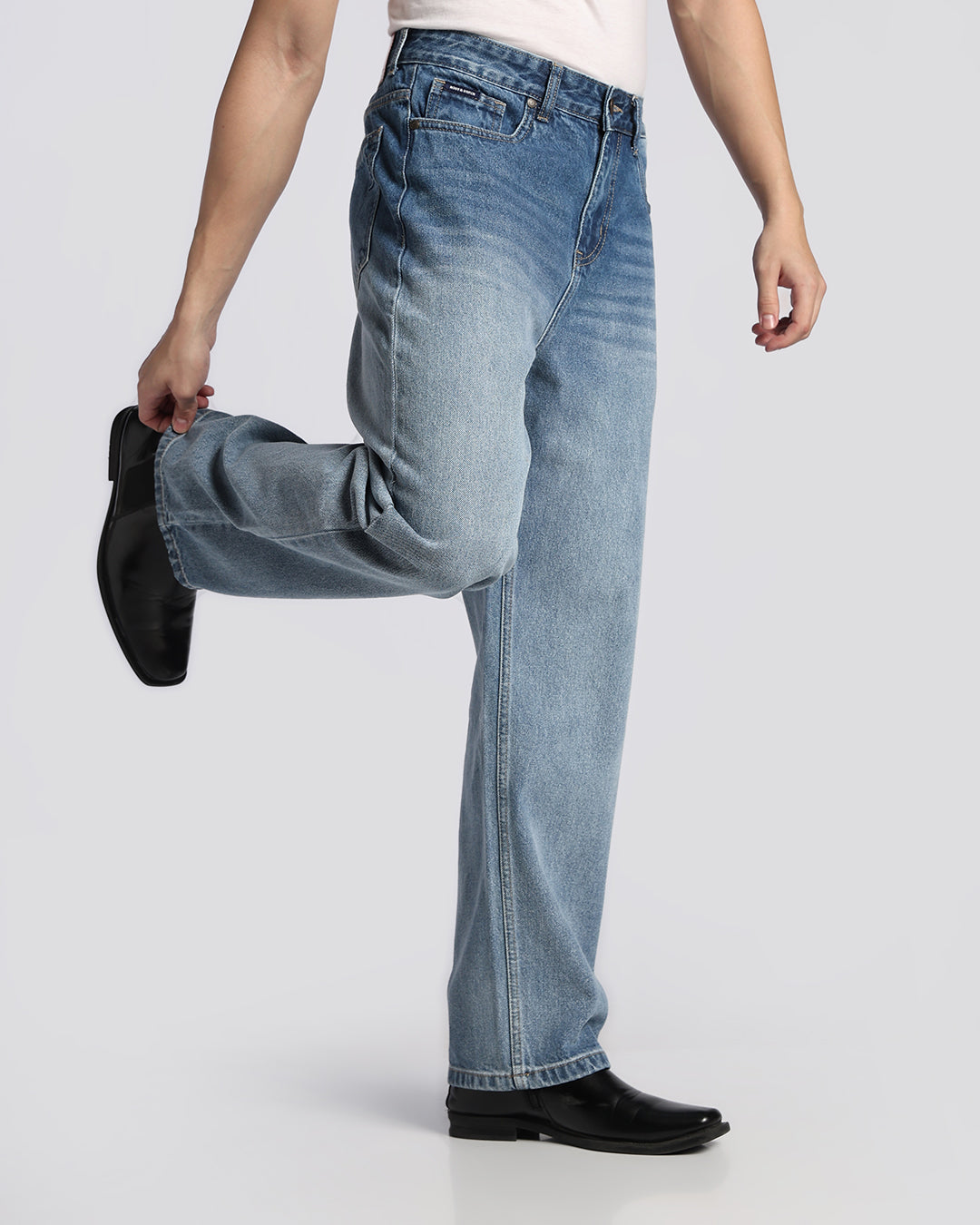 Signature Mid Blue Loose Straight Fit Jeans