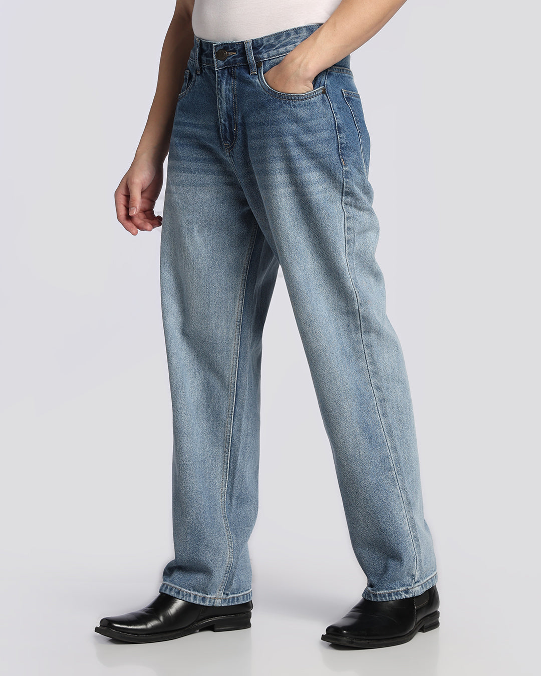 Signature Mid Blue Loose Straight Fit Jeans