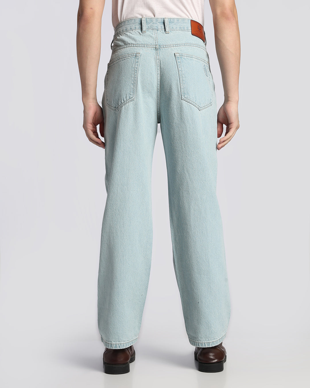 Light Tinted Blue Loose  Straight Fit Jeans