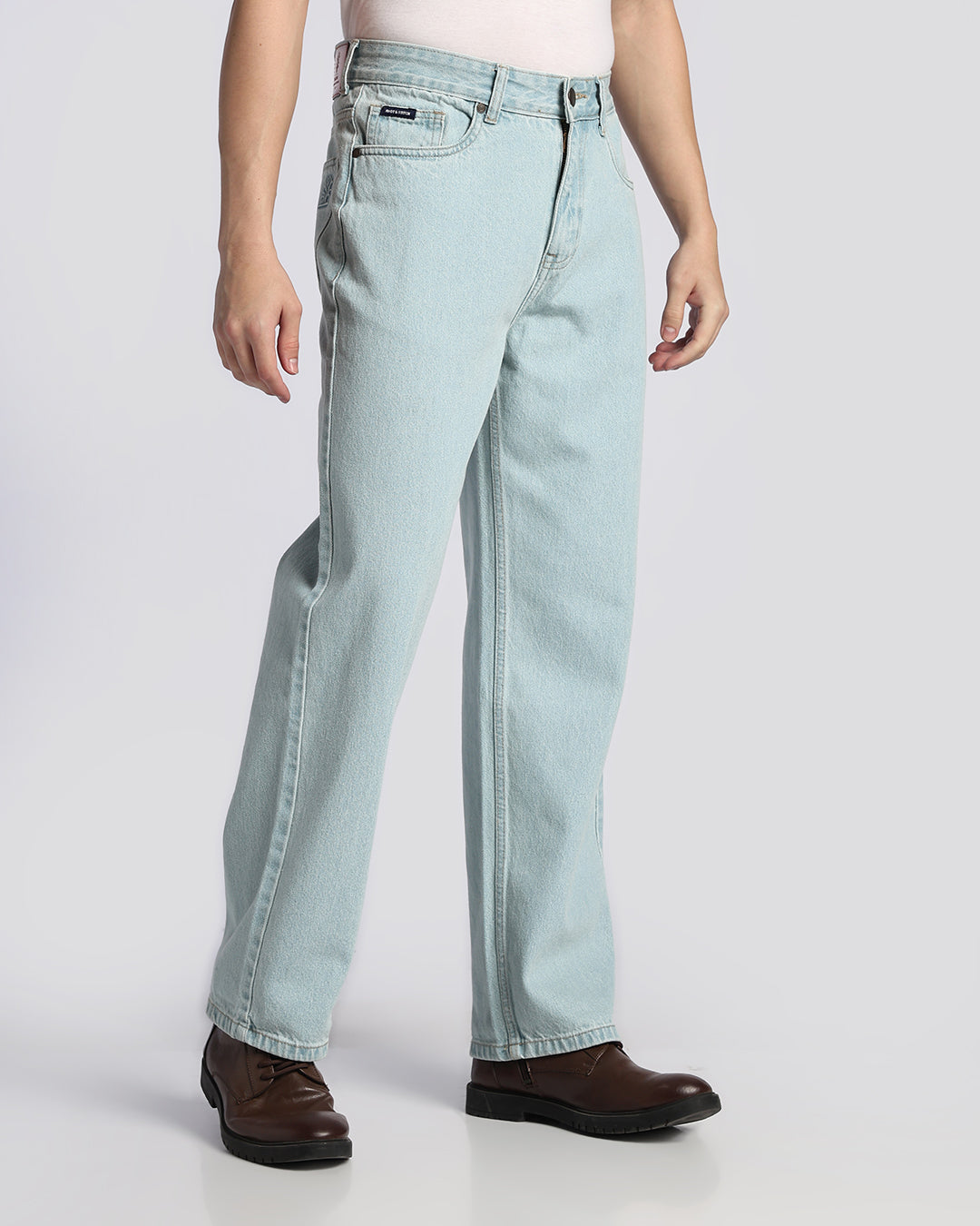 Light Tinted Blue Loose  Straight Fit Jeans