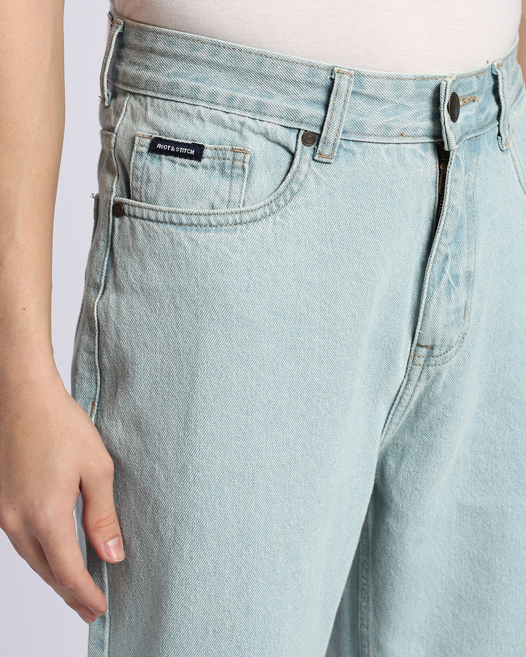 Light Tinted Blue Loose  Straight Fit Jeans
