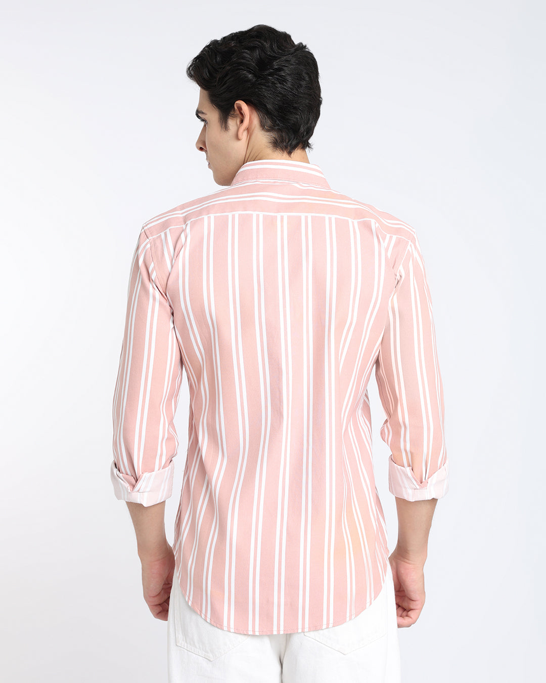 Dusty Pink Striped Casual Shirt
