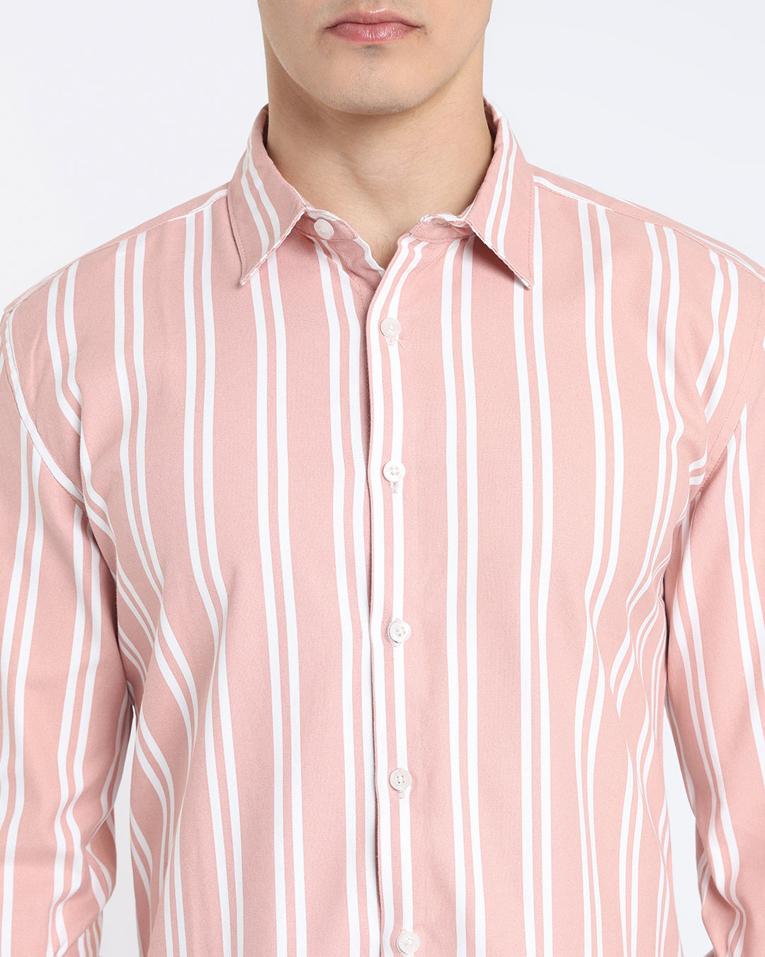 Dusty Pink Striped Casual Shirt