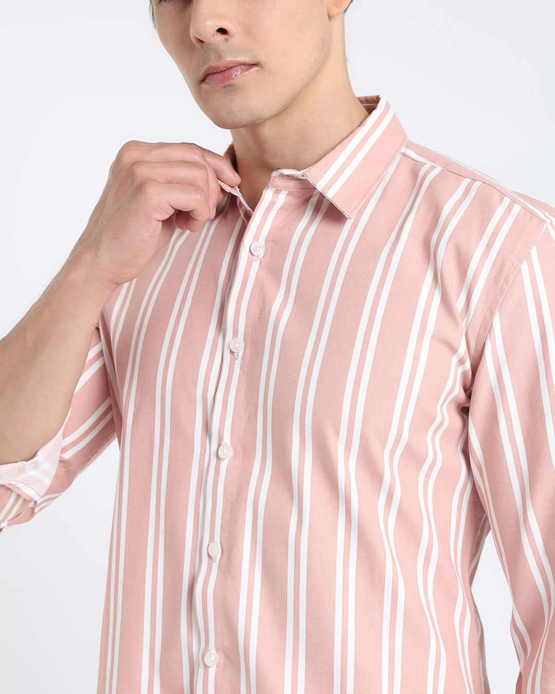 Dusty Pink Striped Casual Shirt