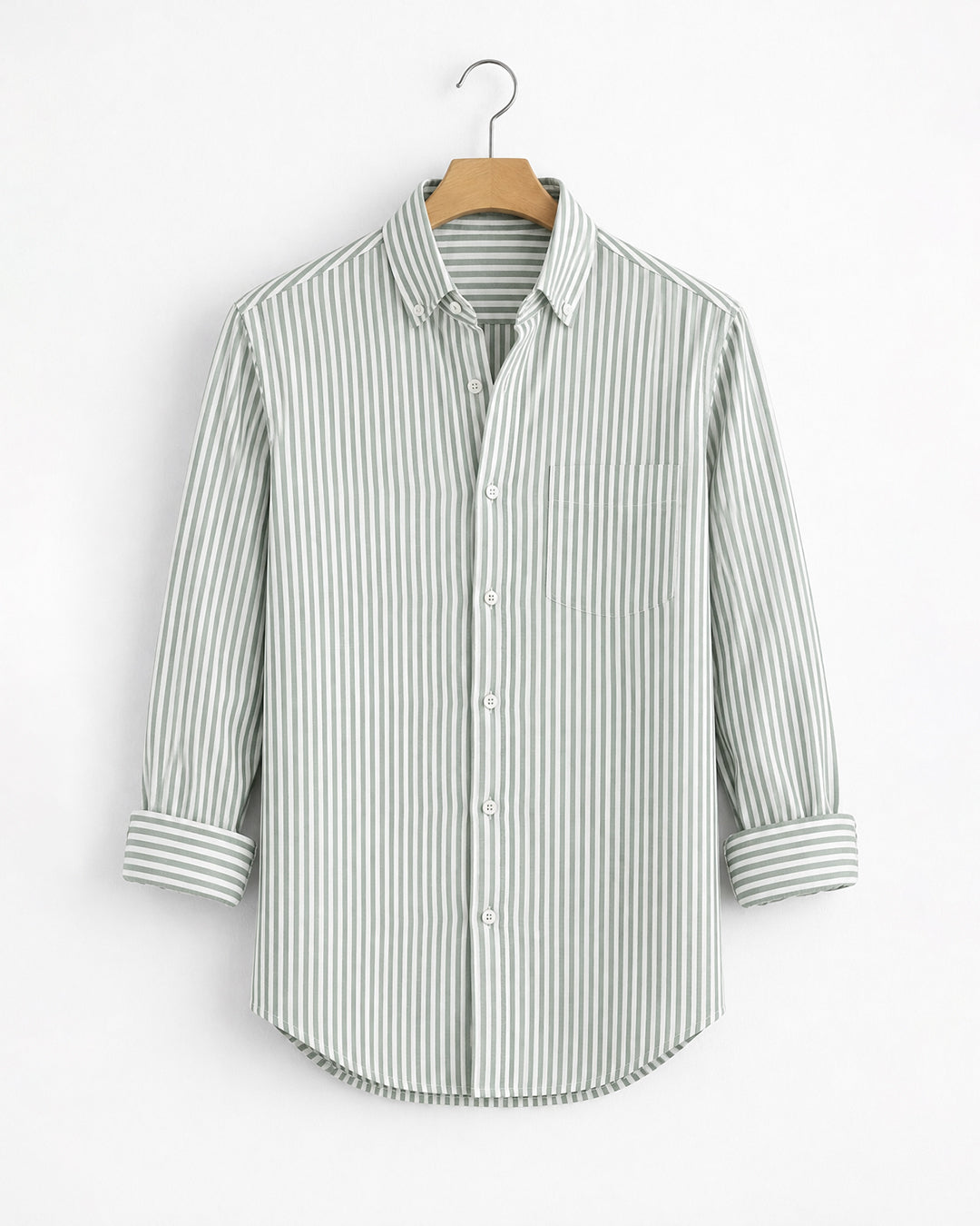 Olive Green Oxford Striped Shirt