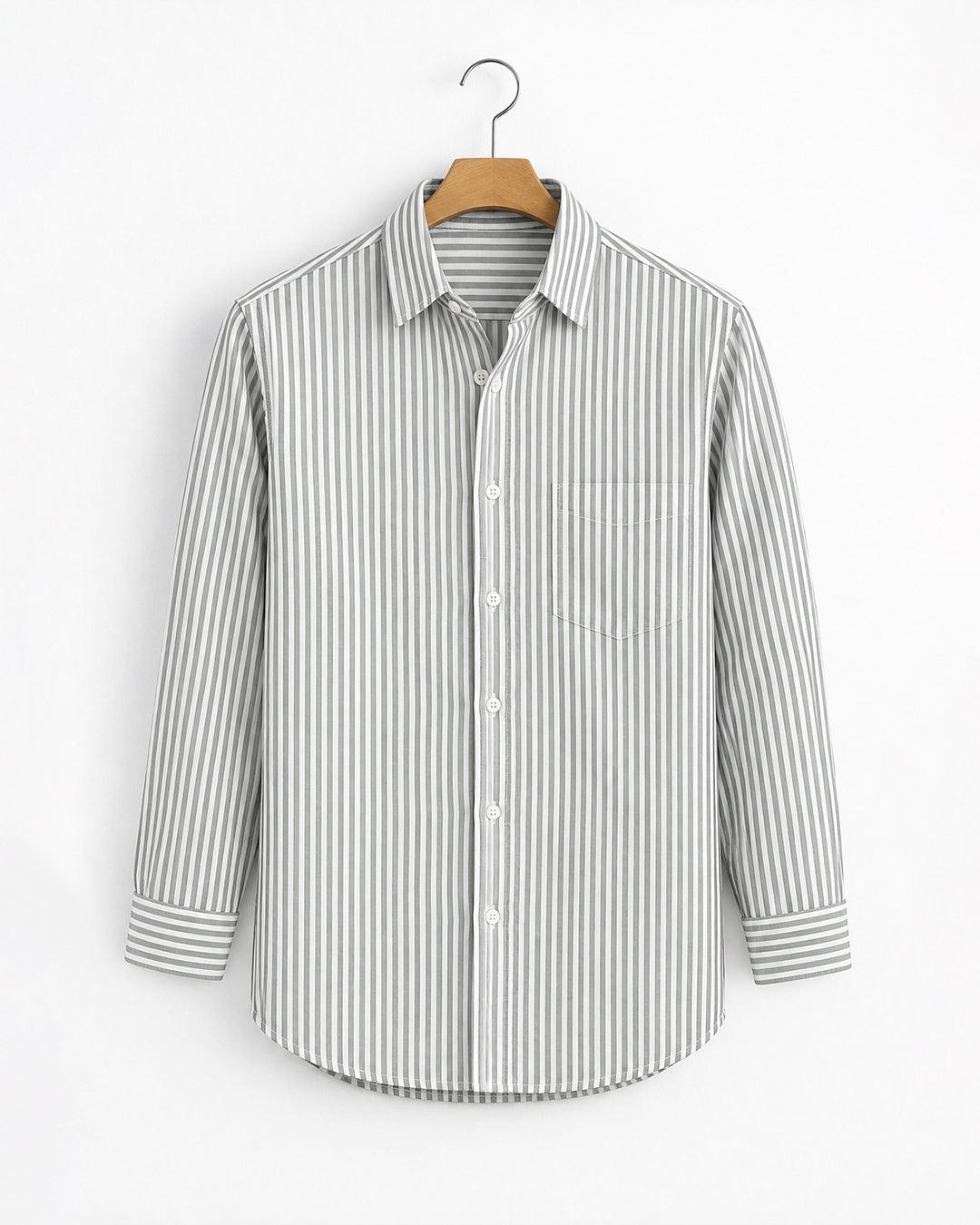 Grey Oxford Striped Shirt