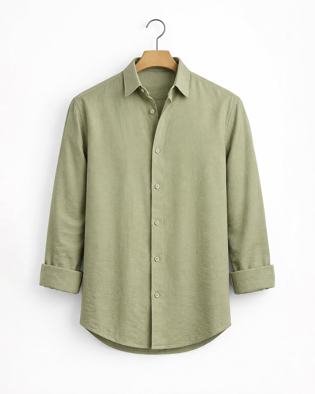 SAGE GREEN CRUSHED TEXTURED SHIRT