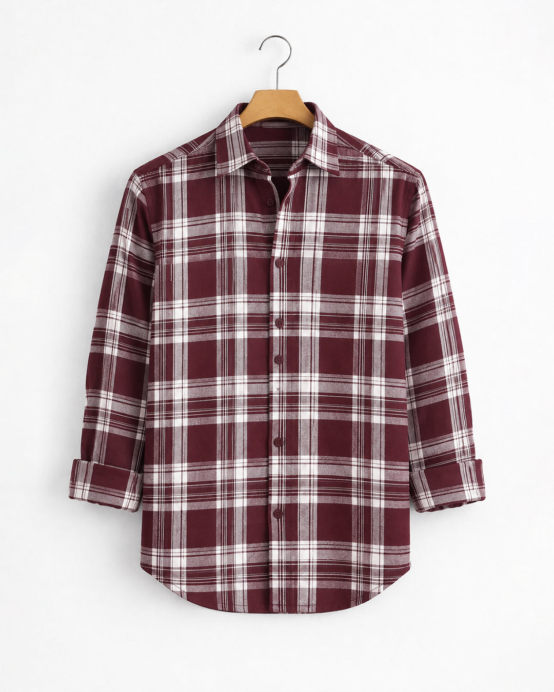 MAROON TARTAN CHECK CASUAL SHIRT