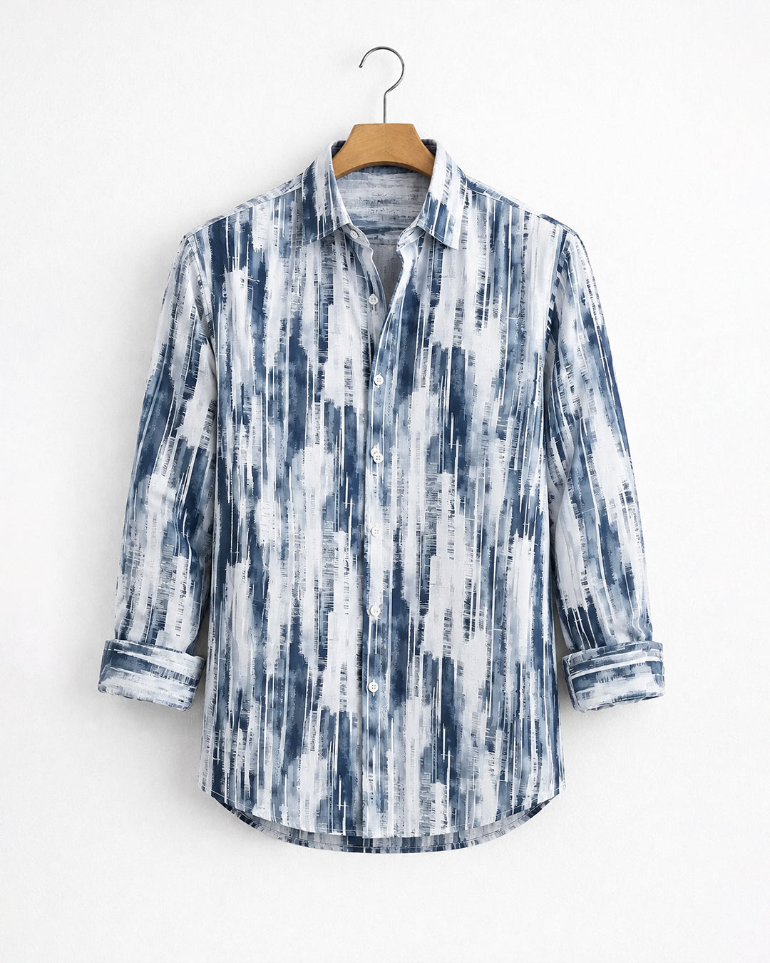 Blue Textured Abstract Print Shirt